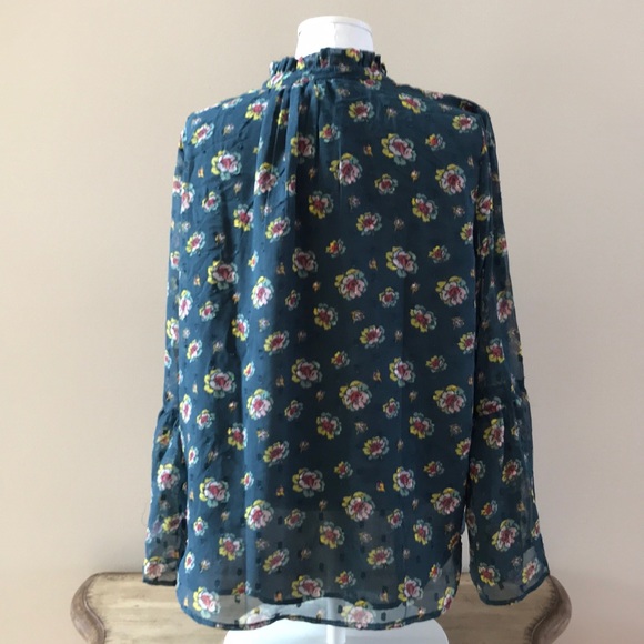 LOFT TEAL FLORAL BLOUSE - Picture 2 of 8